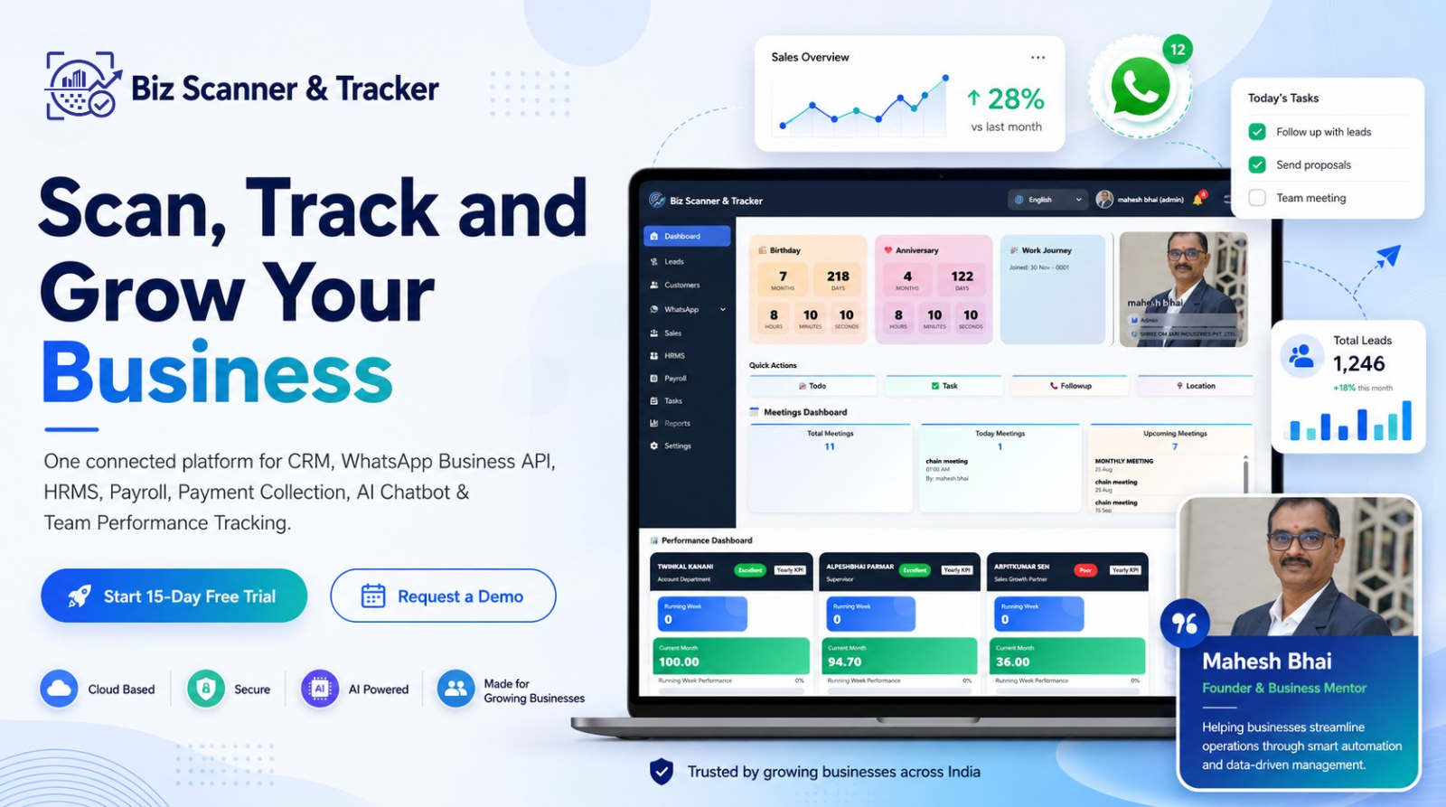 Biz Scanner and Tracker CRM Dashboard